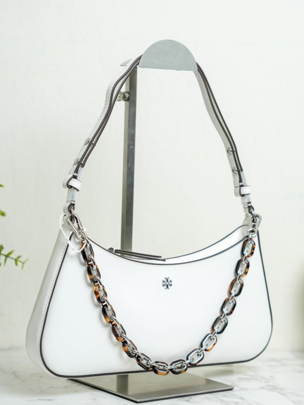 Tory Burch Rory Novelty Crinkle Shoulder Bag in Cirrus Cloud NWT